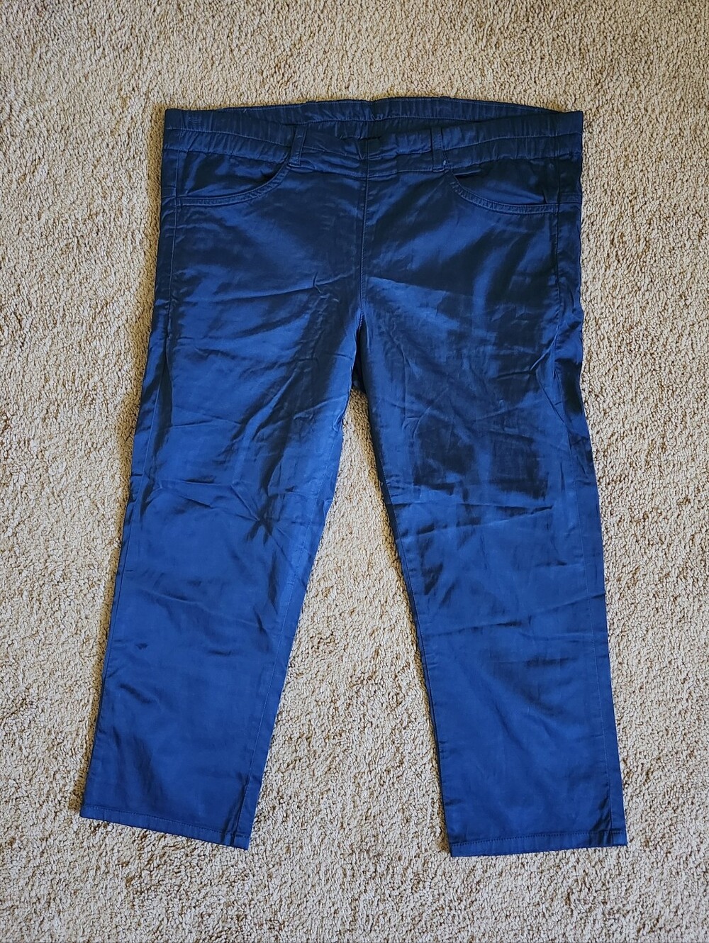 Martin Margiela Low Rise Blue Satin Cropped Pant Y2K Streetwear Luxury 36